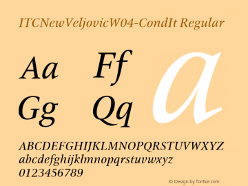 ITC New Veljovic W04 Cond It Version 1.00 Font Sample