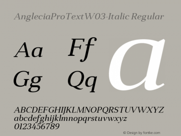 Anglecia Pro Text W03 Italic Version 1.00图片样张