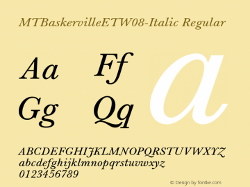 MT Baskerville ET W08 Italic Version 1.1图片样张