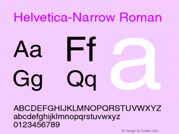 Helvetica-Narrow Roman Version 1.00 Font Sample
