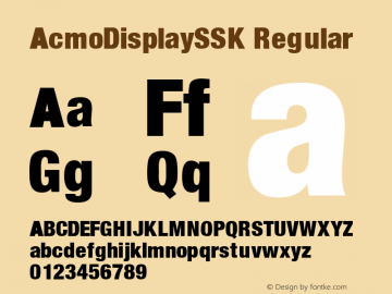 AcmoDisplaySSK Regular Macromedia Fontographer 4.1 7/25/95 Font Sample