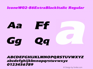 Icone W02 86 Extra Black Italic Version 1.01 Font Sample