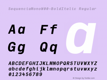 Sequencia Mono W00 Bold Italic Version 1.00 Font Sample