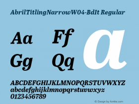 Abril Titling Narrow W04 Bd It Version 1.00 Font Sample