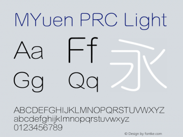 MYuen PRC Light  Font Sample