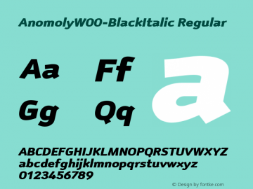 Anomoly W00 BlackItalic Version 1.0 Font Sample