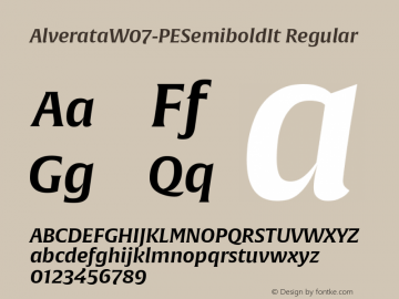 Alverata W07 PE Semibold Italic Version 1.100 Font Sample