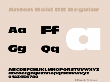 Anton Bold DB Regular Altsys Fontographer 4.0.2 12.10.1993 Font Sample