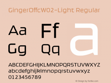 Ginger Offc W02 Light Version 7.504 Font Sample