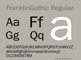 FranklinGothic Regular Altsys Fontographer 3.5  9/10/93 Font Sample