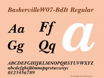 Baskerville W07 Bd It Version 1.00图片样张