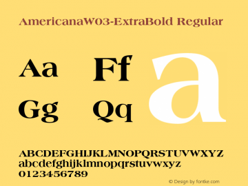 Americana W03 Extra Bold Version 1.00 Font Sample