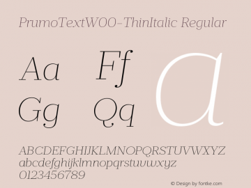 Prumo Text W00 Thin Italic Version 1.10 Font Sample