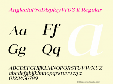 Anglecia Pro Display W03 It Version 1.00 Font Sample