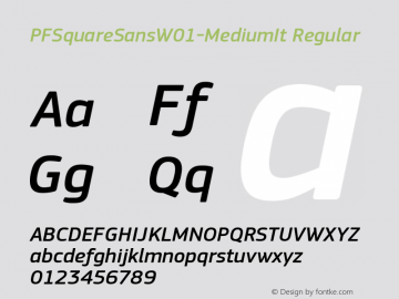 PF Square Sans W01 Medium It Version 2.10图片样张