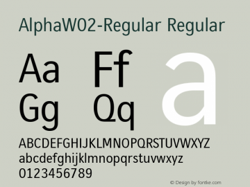 Alpha W02 Regular Version 1.1 Font Sample