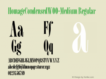 Homage Condensed W00 Medium Version 1.00 Font Sample