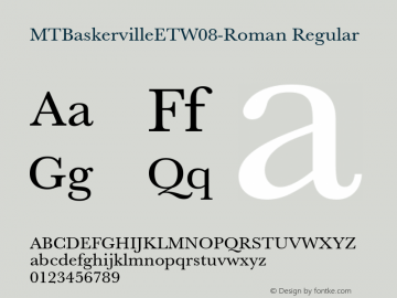MT Baskerville ET W08 Roman Version 1.1 Font Sample