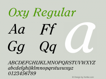 Oxy Regular Converted from E:\TTFONTS\CLEARFAC.TF1 by ALLTYPE Font Sample