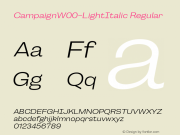 Campaign W00 Light Italic Version 1.00图片样张