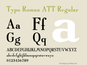 Typo Roman ATT Regular 1.0 Font Sample
