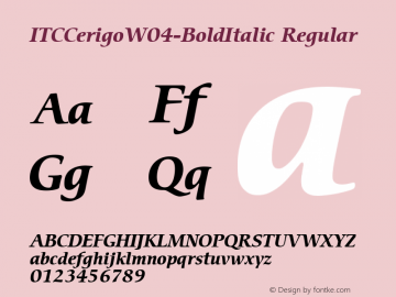 ITC Cerigo W04 Bold Italic Version 1.00图片样张
