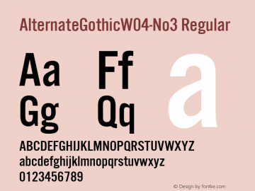 Alternate Gothic W04 No 3 Version 1.00 Font Sample