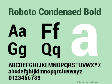 Roboto Condensed Bold Version 1.100004; 2012 Font Sample