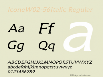 Icone W02 56 Italic Version 1.01 Font Sample