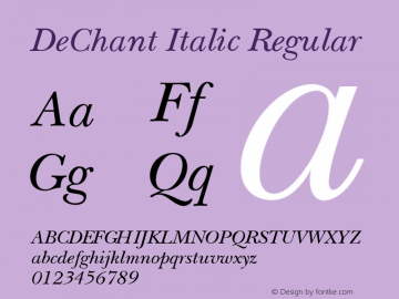 DeChant Italic Regular Unknown Font Sample