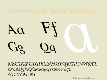 Dabbington-Italic Regular Unknown Font Sample