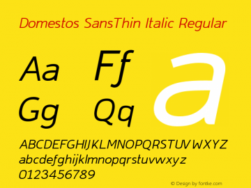 Domestos SansThin Italic W00 Rg Version 4.10 Font Sample