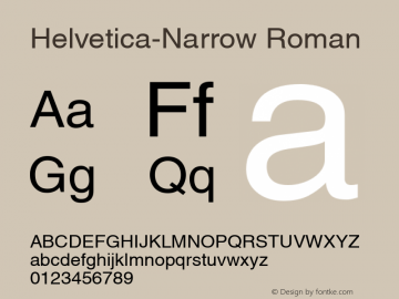 Helvetica-Narrow Roman Version 1.00 Font Sample