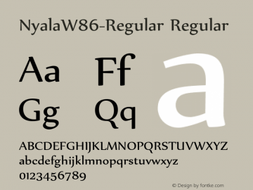 Nyala W86 Regular Version 1.1 Font Sample