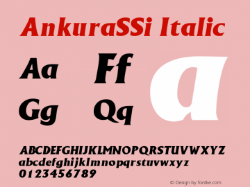 AnkuraSSi Italic Macromedia Fontographer 4.1 7/25/95 Font Sample