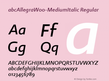 abc Allegra W00 Medium Italic Version 1.21 Font Sample