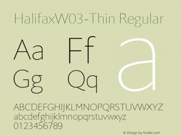 Halifax W03 Thin Version 1.00 Font Sample