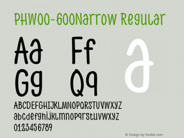 PH W00 600 Narrow Version 1.00 Font Sample