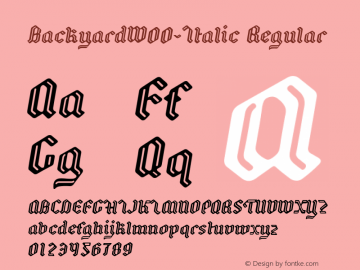 Backyard W00 Italic Version 1.00 Font Sample