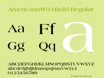 Americana W03 Bold Version 1.00 Font Sample