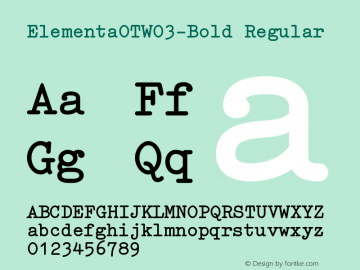 Elementa OT W03 Bold Version 7.504 Font Sample