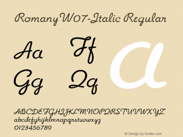 Romany W07 Italic Version 1.14 Font Sample