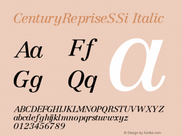 CenturyRepriseSSi Italic Macromedia Fontographer 4.1 8/1/95图片样张