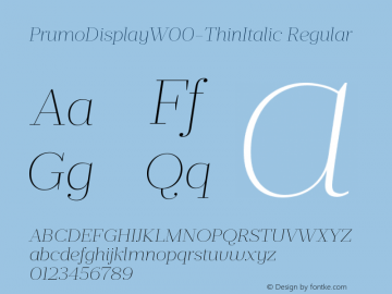 Prumo Display W00 Thin Italic Version 1.10 Font Sample