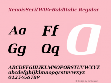 Xenois Serif W04 Bold Italic Version 1.00图片样张