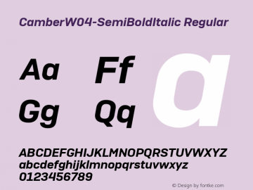 Camber W04 SemiBold Italic Version 1.00 Font Sample