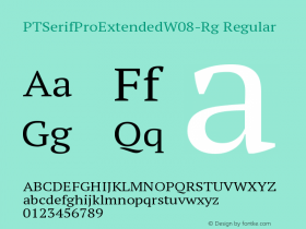 PT Serif Pro Extended W08 Rg Version 1.00 Font Sample