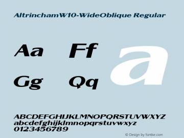 Altrincham W10 Wide Oblique Version 1.1 Font Sample