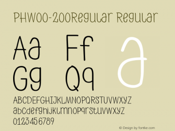 PH W00 200 Regular Version 1.00 Font Sample