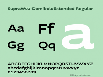 Supra W03 DemiboldExtended Version 2.00 Font Sample